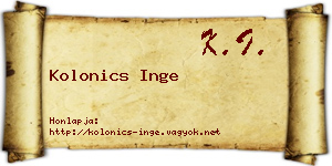 Kolonics Inge névjegykártya